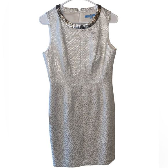 ANTONIO MELANI Dresses & Skirts - Antonio Melani Dress; White & Silver; Size 6